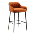 Barhocker mit Rückenlehne 40 cm x 45 cm x 95 cm Polyester Stahlgestell Schwarz Gold Orange Sitzpolster