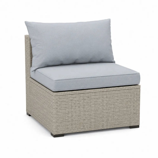 Garten Loungesessel 75 cm x 75 cm x 70 cm Polyrattan Beige Grau Aluminiumgestell mit Sitz- und Rückenkissen