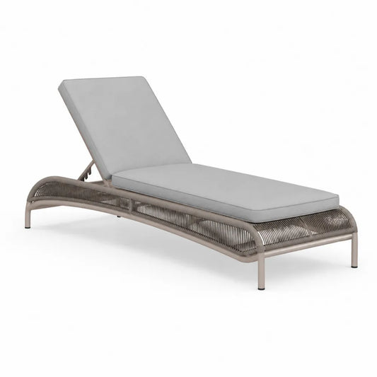 Gartenliege Sonnenliege 200 x 70 x 35 cm verstellbare Rückenlehne Polyrattan Aluminium PE Seilgeflecht Grau Taupe