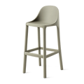 Barhocker 45 x 50 x 95 cm Kunststoff Polypropylen Beige mit Rückenlehne und integrierter Fußstütze rechteckig