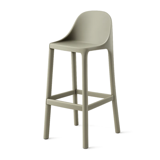 Barhocker 45 x 50 x 95 cm Kunststoff Polypropylen Beige mit Rückenlehne und integrierter Fußstütze rechteckig