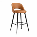 Barhocker mit Rückenlehne 45 x 45 x 95 cm Braun Schwarz Metallgestell Vierfuß mit Fußstütze